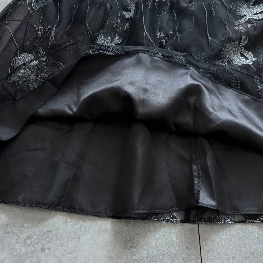 Callarus スタンドカラー刺繍レースワンピースドレス M オケージョン