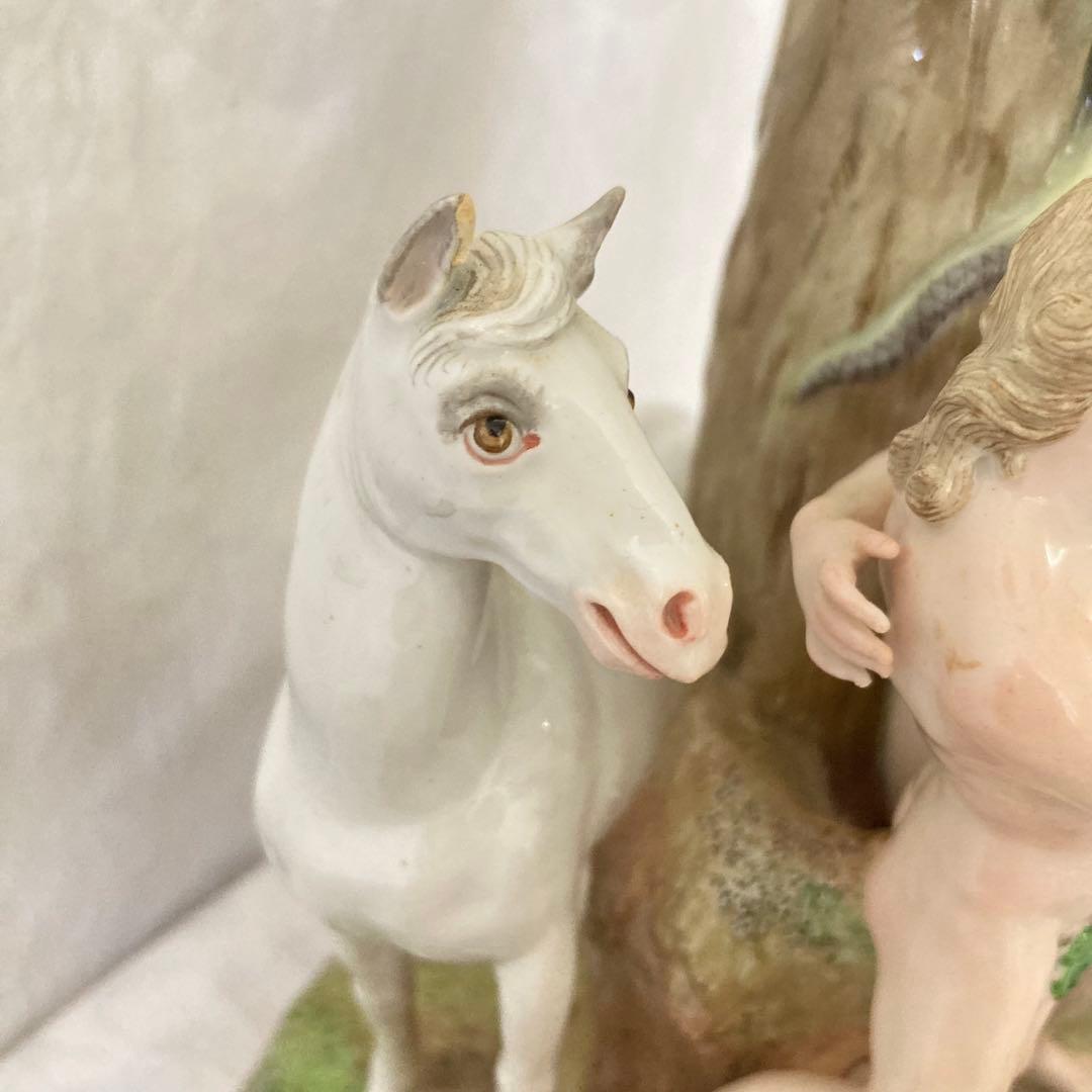 超希少【MEISSEN】 オールドマイセン アダムとイブ フィギュリン 置物