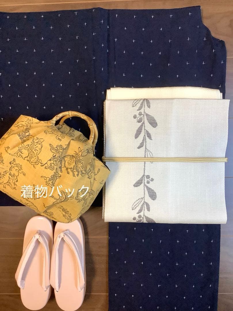 和装バック　着物バック和柄コットン生地・鳥獣戯画（からし色）入学卒業結婚式振袖