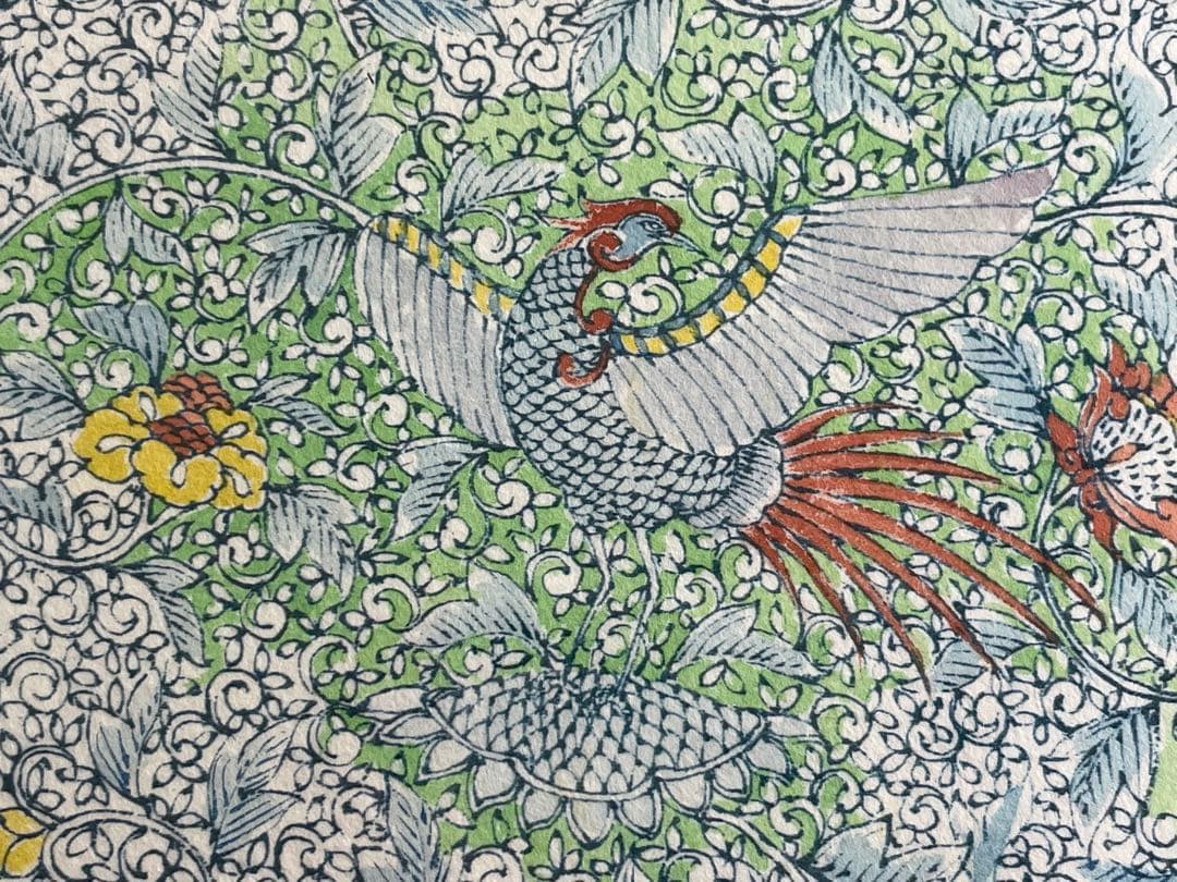 陶芸家　葉山有樹　直筆　肉筆　水彩画　細密絵　細密画　鳳凰　デザイン　図案　額入