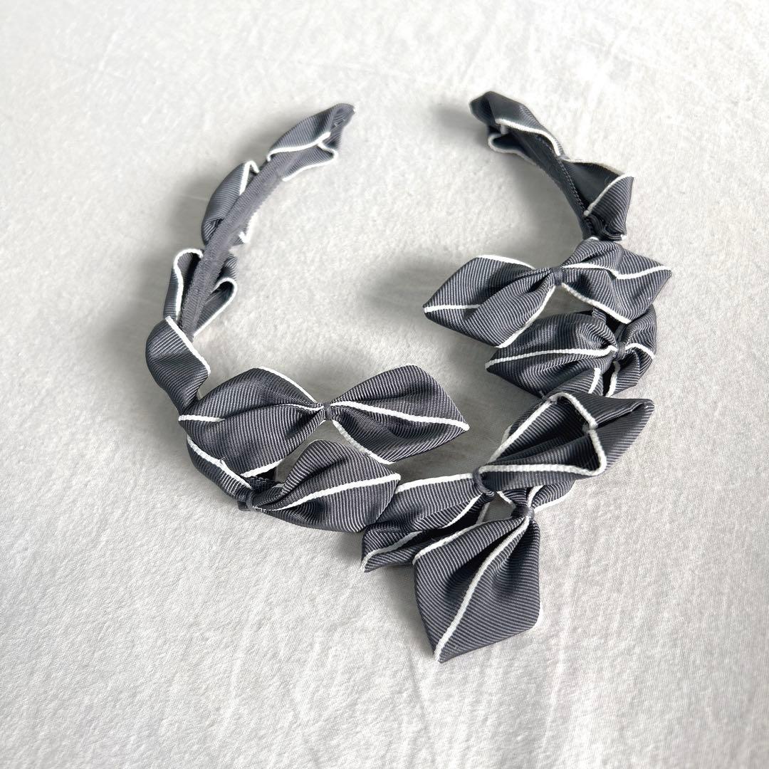 【Jennifer Ouellette】リボン カチューシャ（グレー）【百貨店】