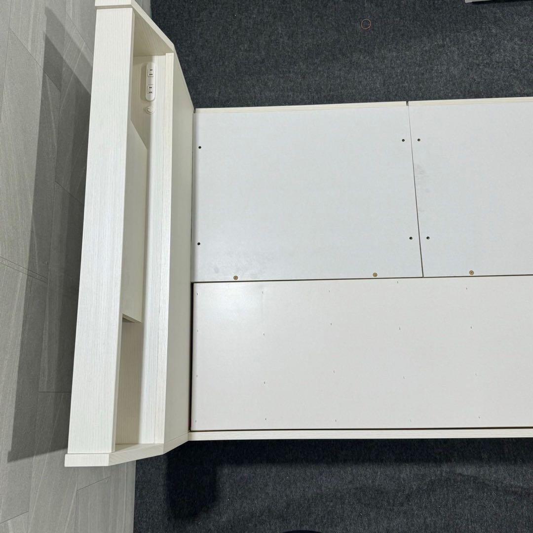 ニトリ シングル ベッドフレーム 収納付き フレームのみ 白 d3598