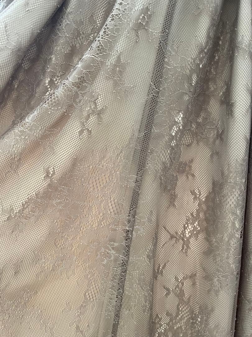 LEJA パフスリーブリボン総レースロングドレスワンピース