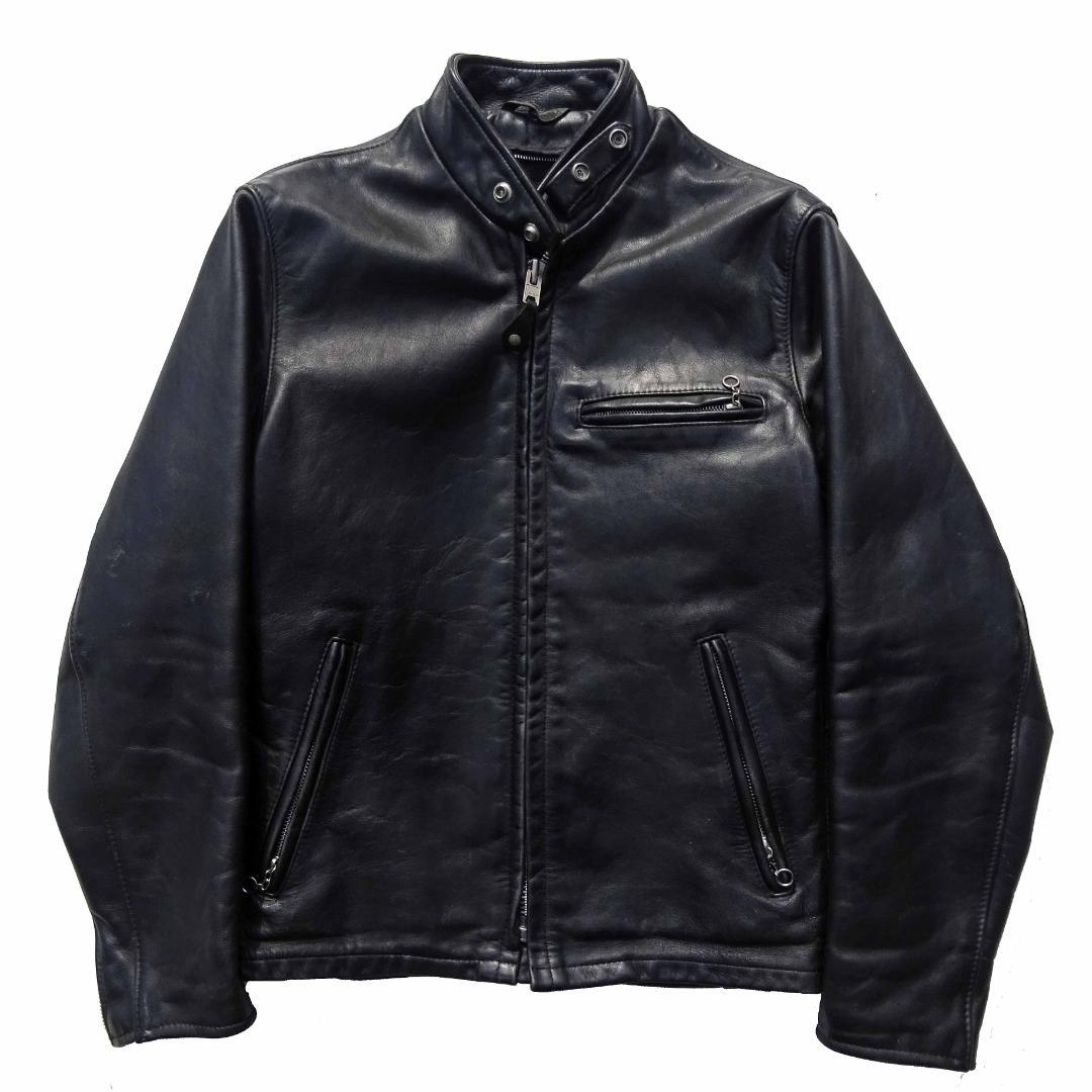 ショットUSA製641 LENZIP シングルライダース立ち襟 36ライナーなし