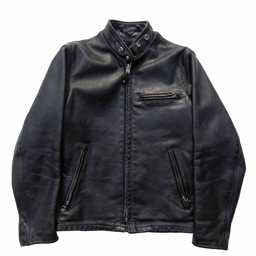 ショットUSA製641 LENZIP シングルライダース立ち襟 36ライナーなし