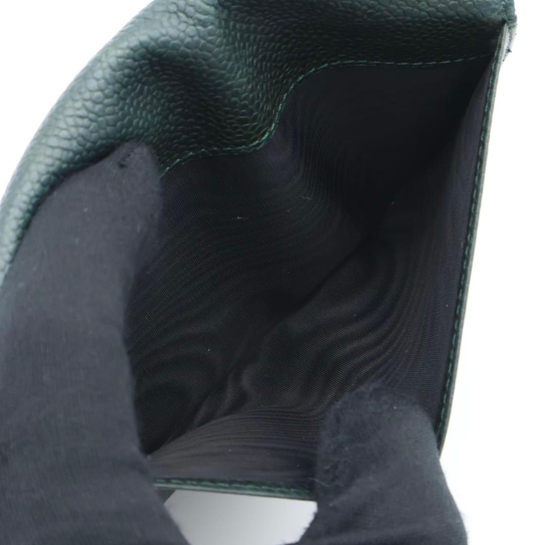 【極美品】CHANEL デカココ　三つ折り財布　キャビアスキン　グリーン