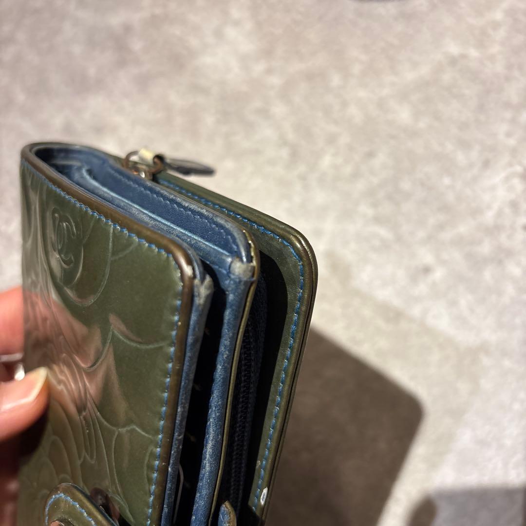 CHANEL シャネル カメリア 折り財布 ココマーク カード シール パテント