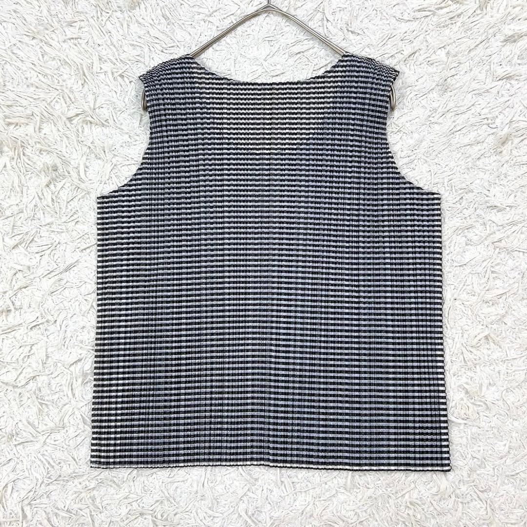 【美品】プリーツプリーズ タンクトップ 3 L相当 チェック イッセイミヤケ