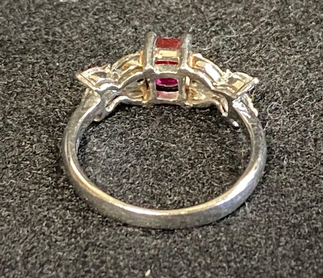 天然ルビー 天然ダイヤモンド プラチナ フラワーデザインリング 鑑別書付き