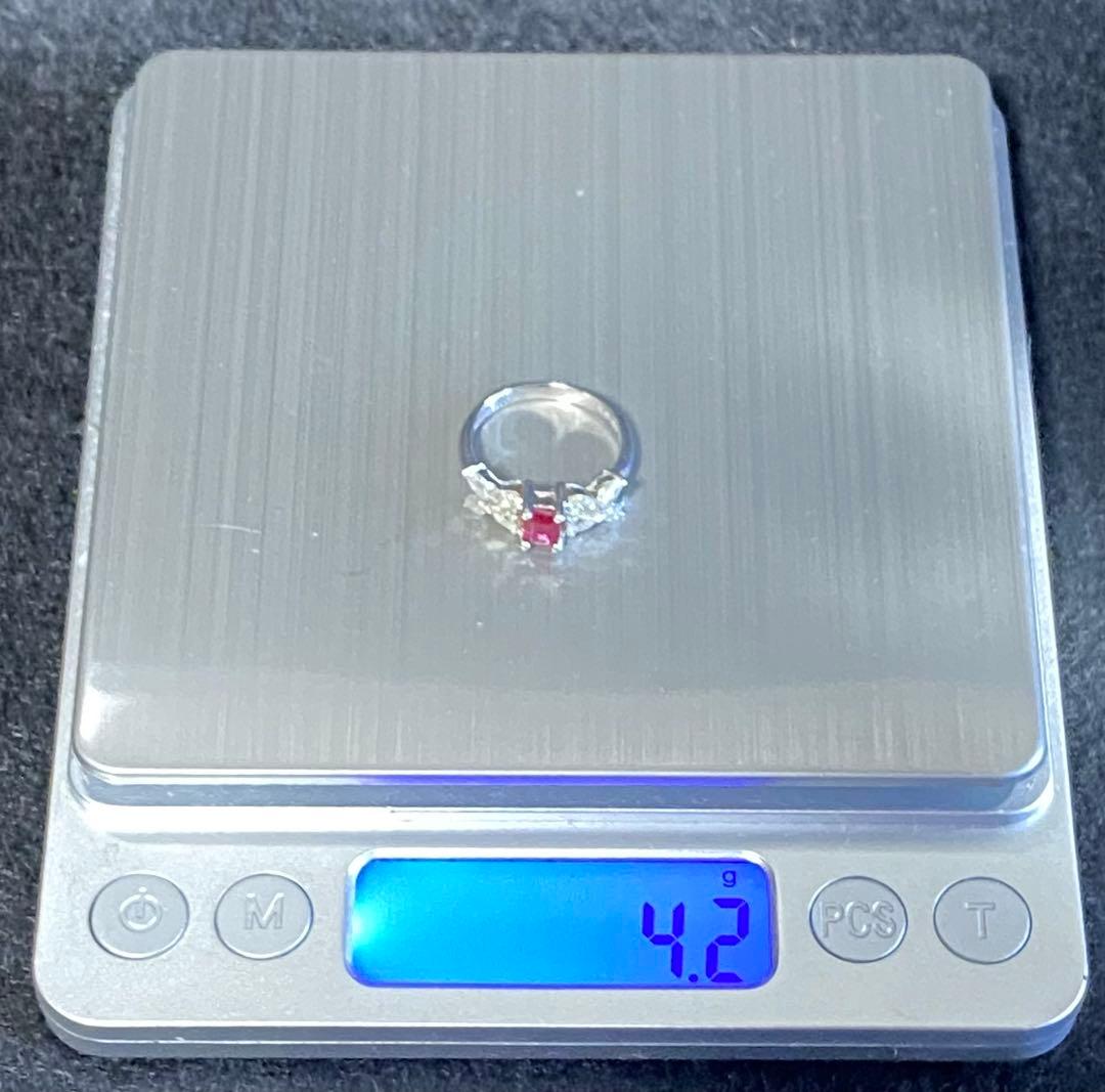 天然ルビー 天然ダイヤモンド プラチナ フラワーデザインリング 鑑別書付き