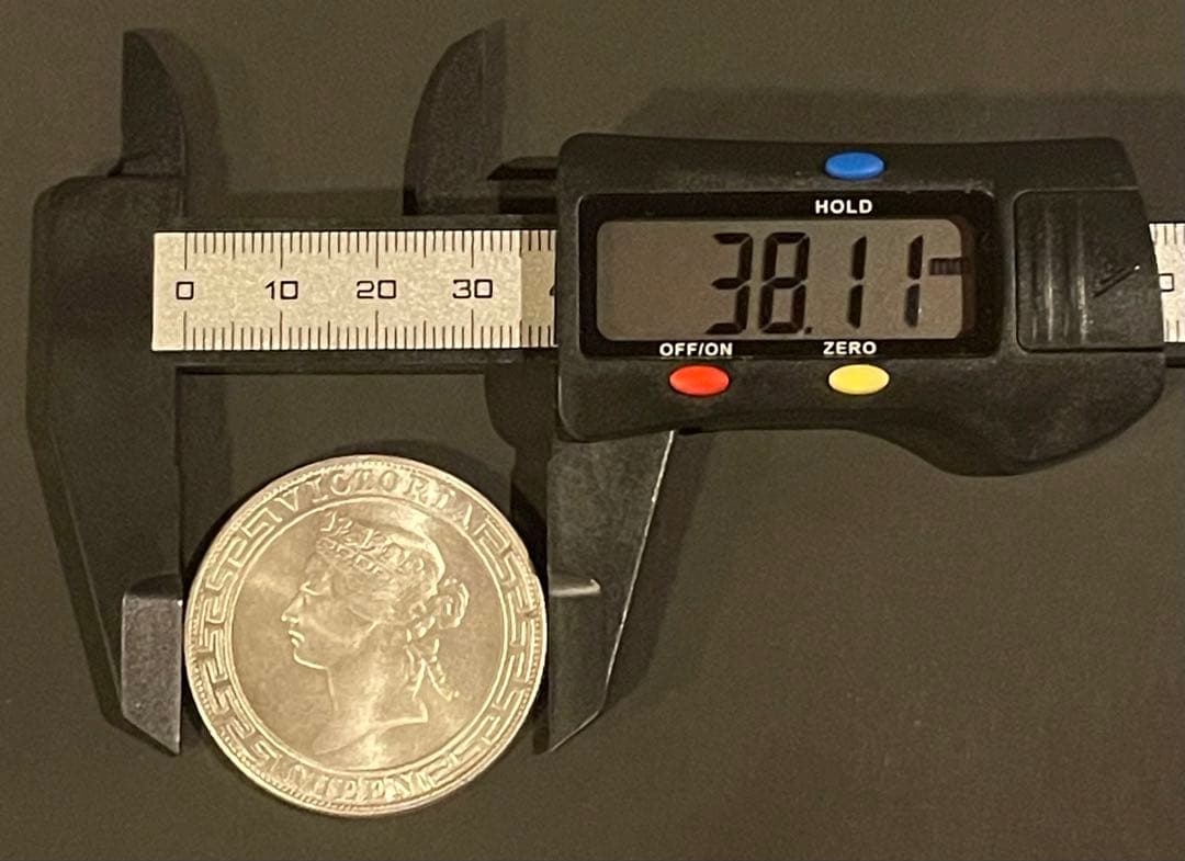 ヴィクトリア女王 香港1ドル銀貨 1865 実測26.62g