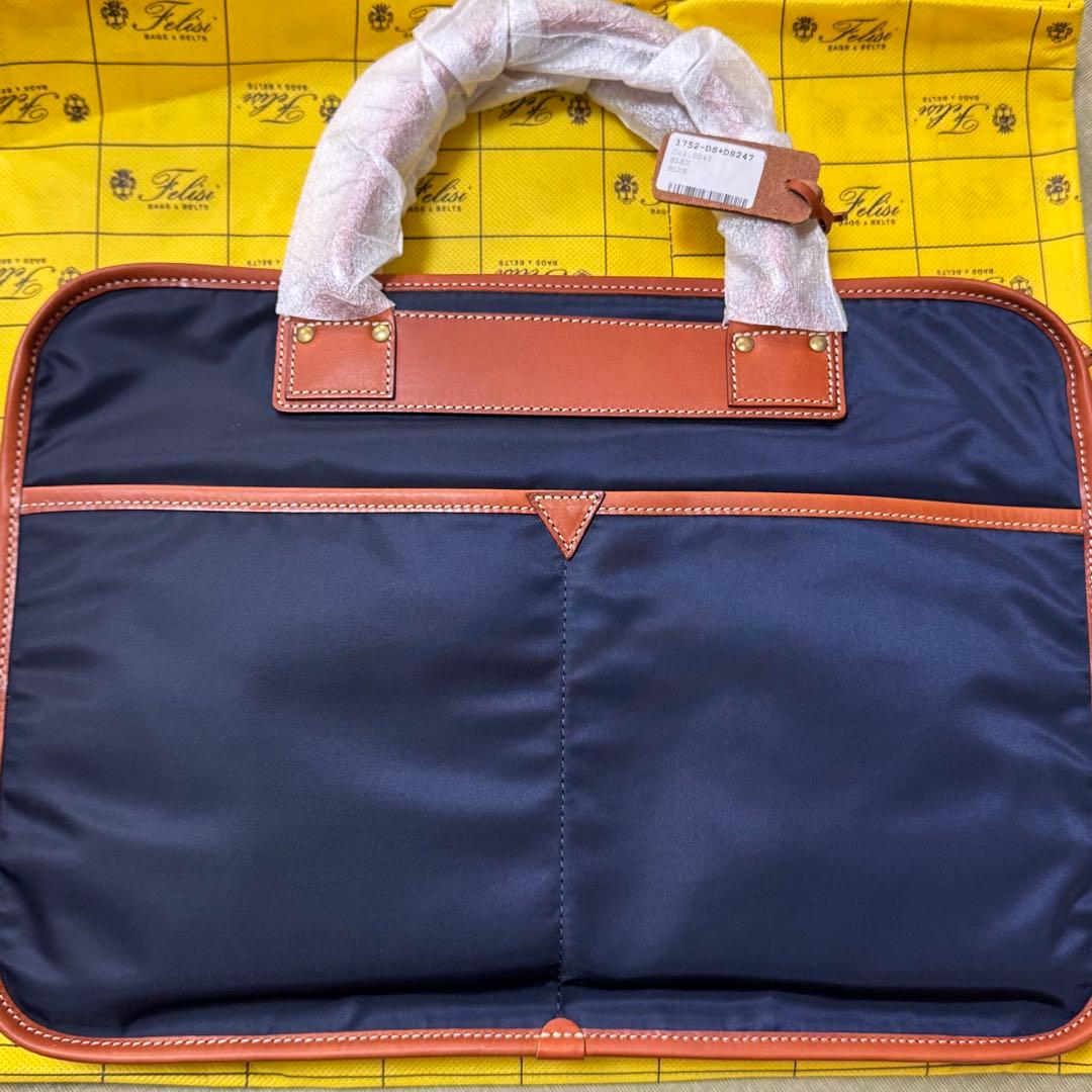 [新品未使用/ 定価¥60,500] Felisi 本革 ネイビービジネスバッグ