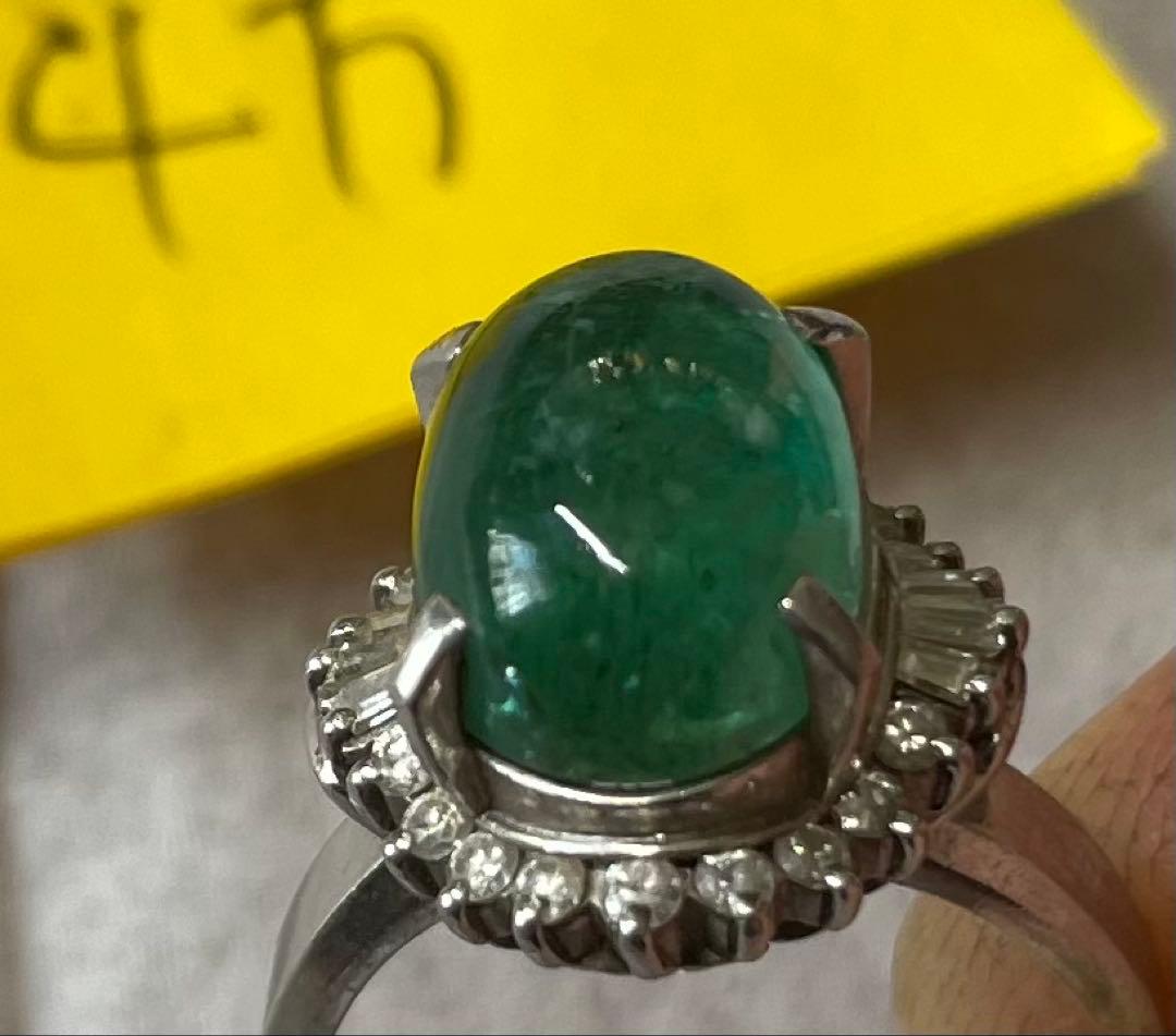 プラチナ　リング　緑