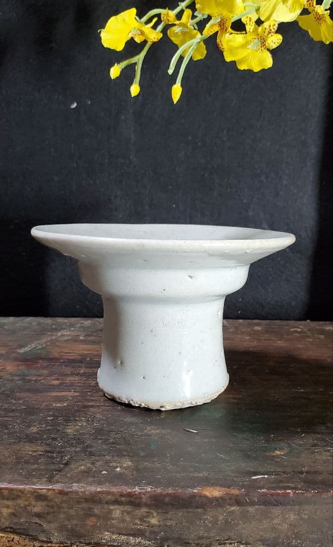 李朝 白磁祭器 白磁盃台