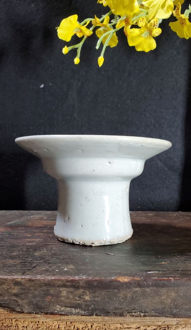 李朝 白磁祭器 白磁盃台