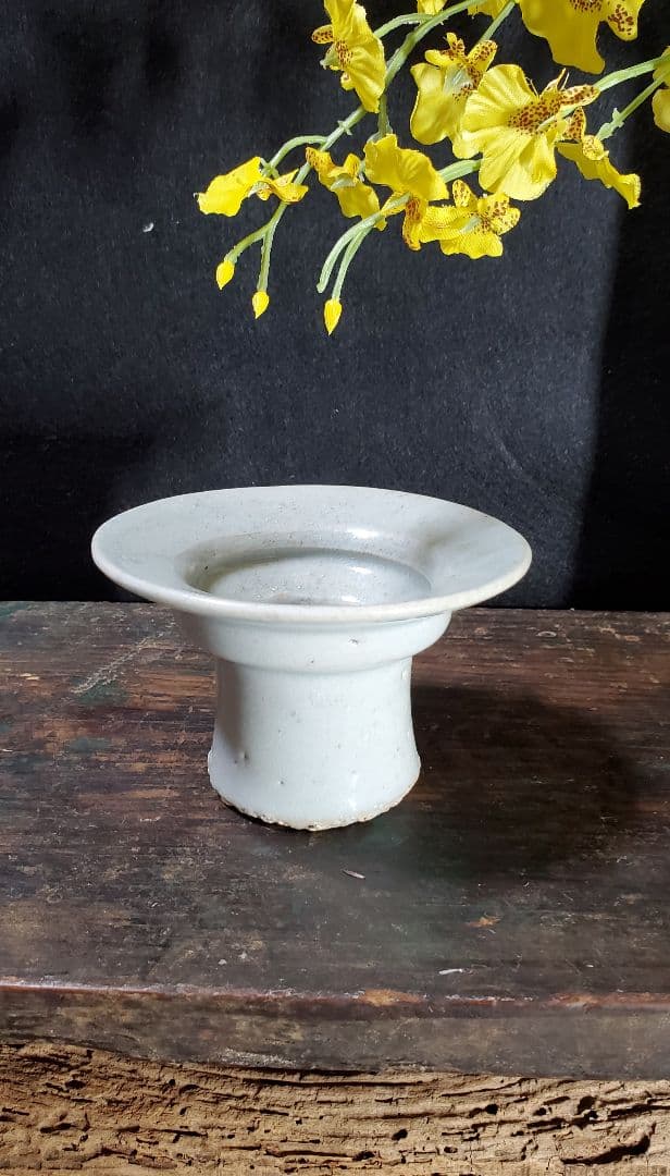 李朝 白磁祭器 白磁盃台