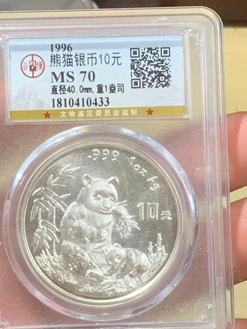 し*ん様 1996年 銀製パンダ硬貨 10元 MS70