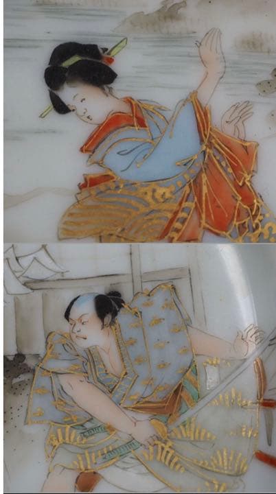 送料無料　大正時代『百田造』幻の横浜焼忠臣蔵図皿径18ｃｍ★大珍品★ 本物保証②