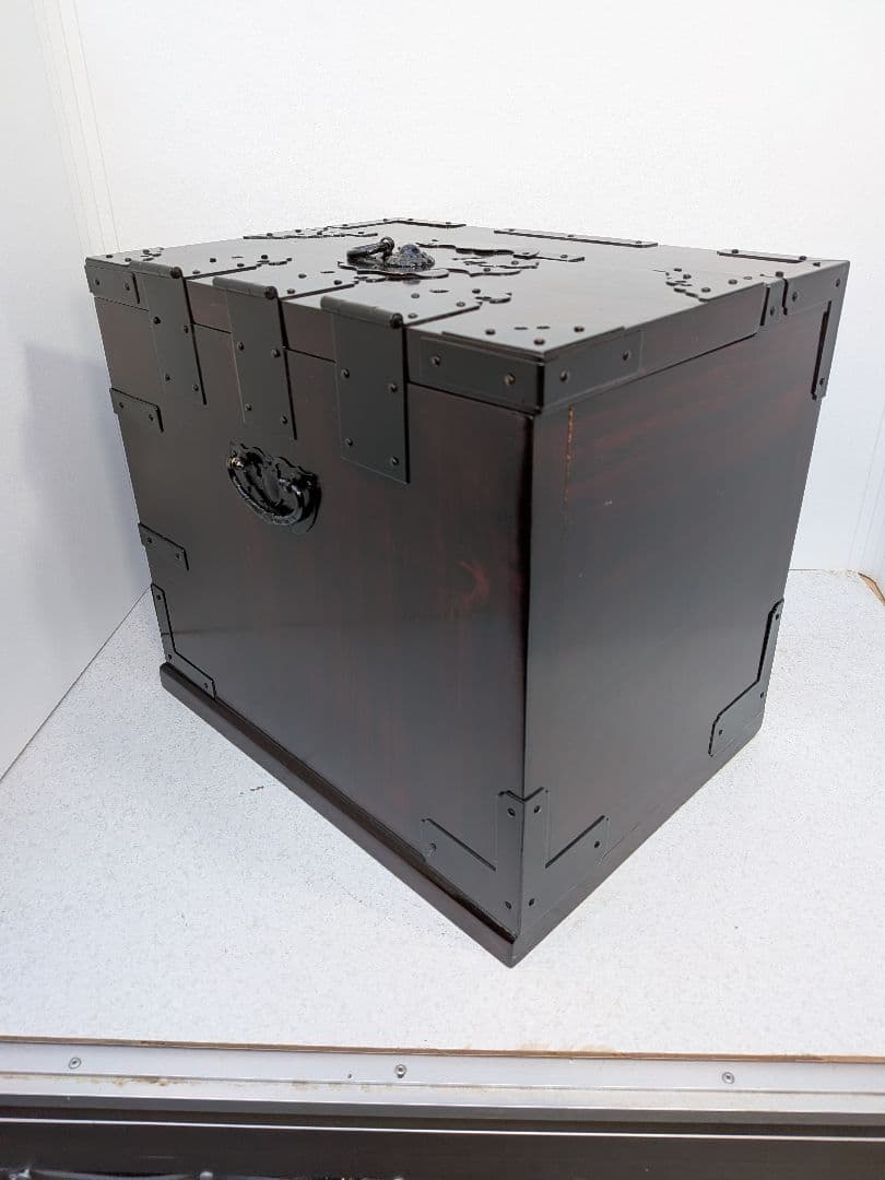 b746、時代 箪笥 懸硯 鍵付き 古民芸 小箪笥 引出し 掛硯 硯箱