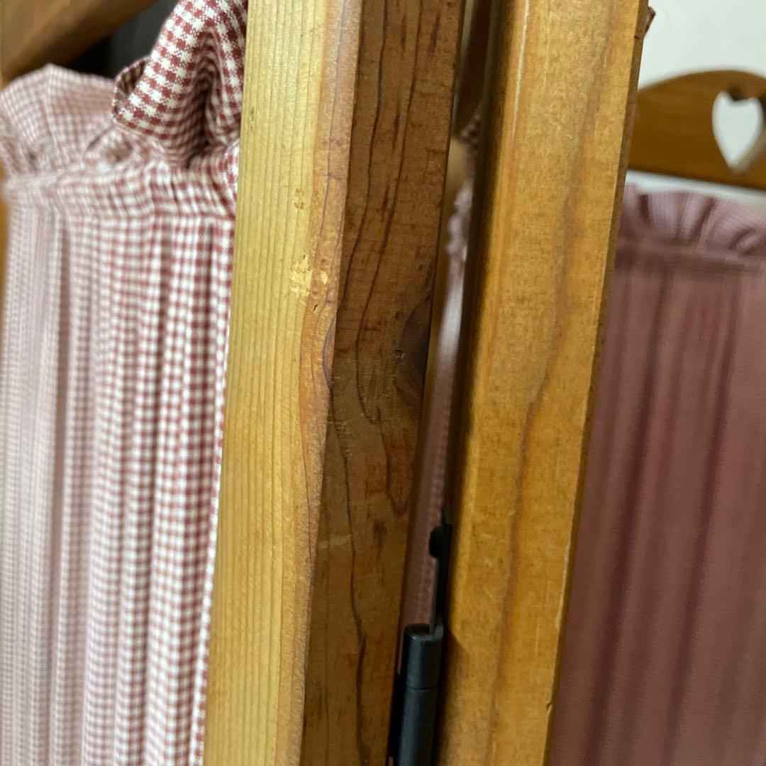 カントリー調　木製三つ折りパーテーション ハート　アメリカンカントリー