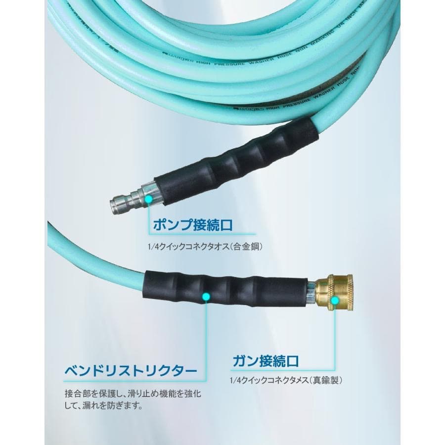 高品質！★Kareyou純正高圧洗浄機ホース 20ｍ 両端1/4ワンタッチクイッ