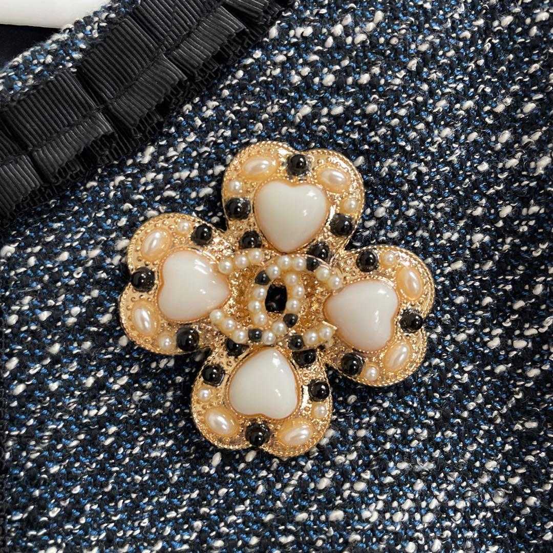 極美品✨✨シャネルノベルティブローチクローバー風ハート型パールフラワーブローチ