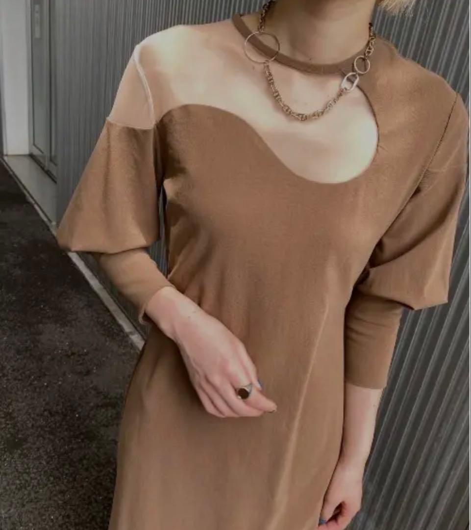 【最終値下げ】ameri LAKECURVE TRICOT RIB DRESS