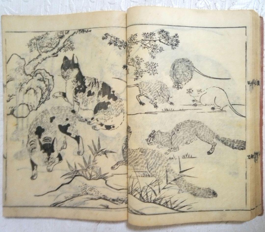 草木鳥獣諸職繪手本(黒摺り版画本)紀朝臣敏作画、伊舟屋善兵衛板、文政元年出版