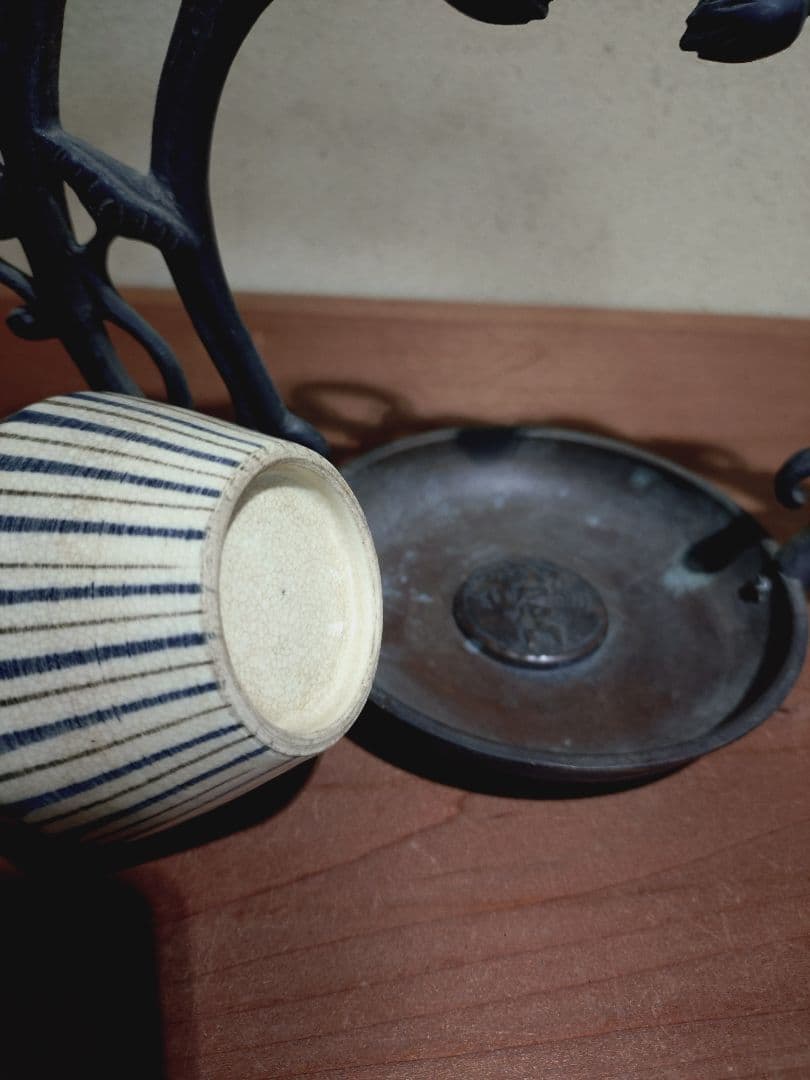 銅製 吊るし 蓮弁紋 灯火器一対 花器 花入れ 古道具 古民具 行燈 行火 灯明