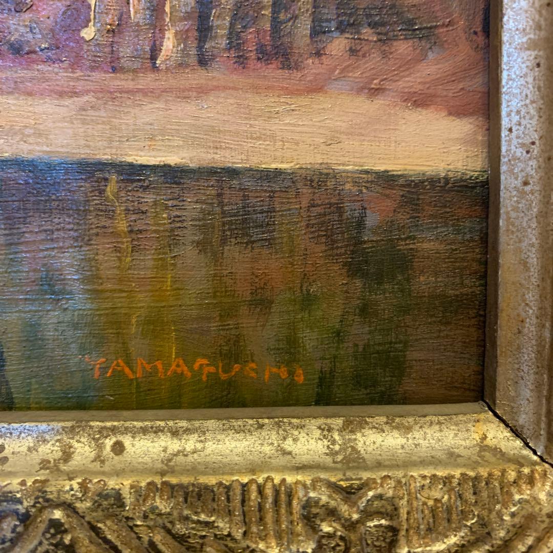 絵画 三峯山・額縁付き・作者:TAMAFUSHI(作者不明)