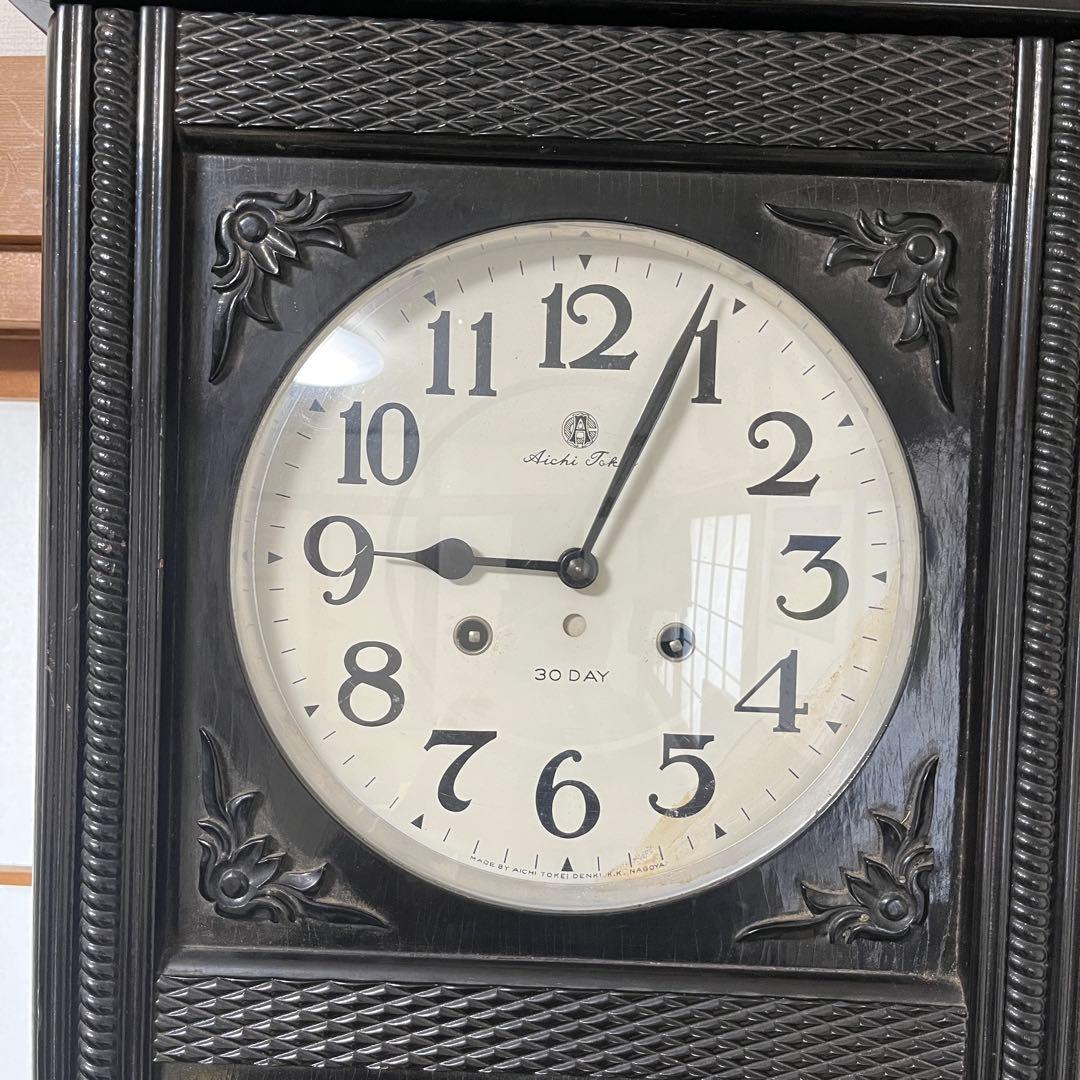 Aichi 30 DAY 愛知柱時計　ゼンマイ式　木製掛時計 黒