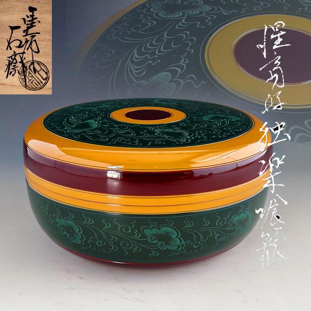 茶道具　惺斎好　独楽塗　喰籠　菓子器　山中塗　辻石斎　共箱　漆器　漆芸　茶会