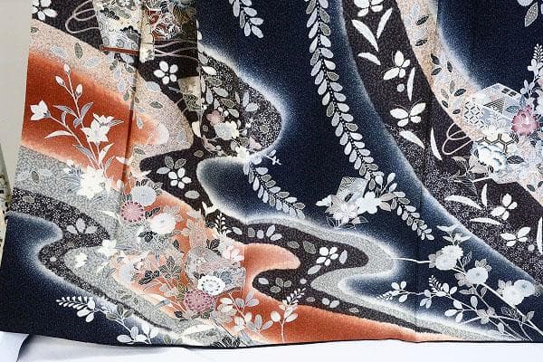 ★専用★美品 訪問着 辻が花 墨黒 袷 身丈166.0cm トールサイズ 正絹