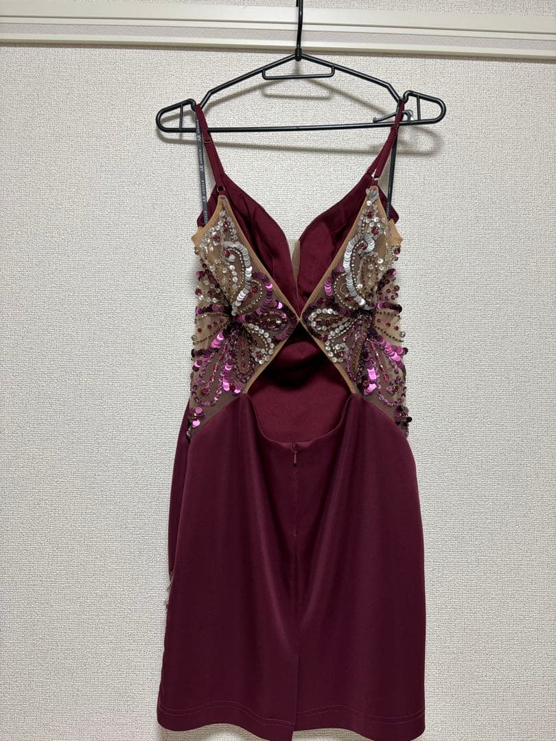 AR ANGELR ワインレッド M ビーズドレス