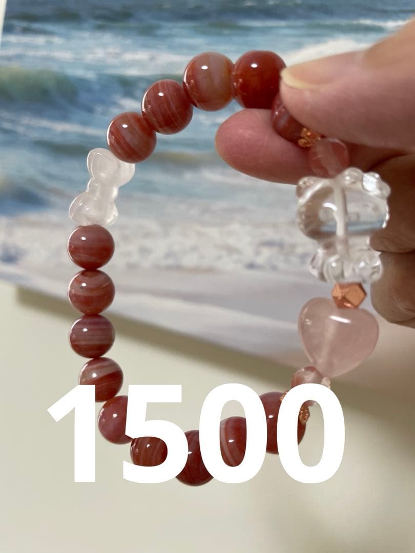 カルサイト 薔薇 ブラウンサンムーンストーン ブレスレット