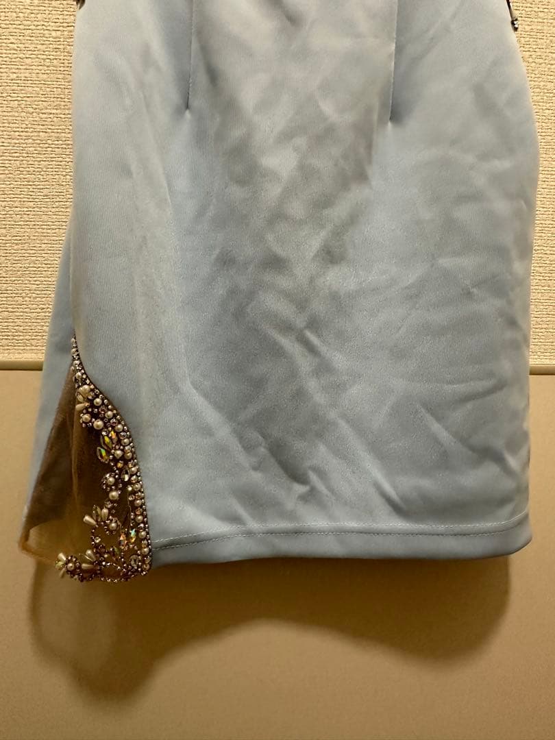 AR ドレス Mサイズ 水色 ビジュー キャバドレス スリット