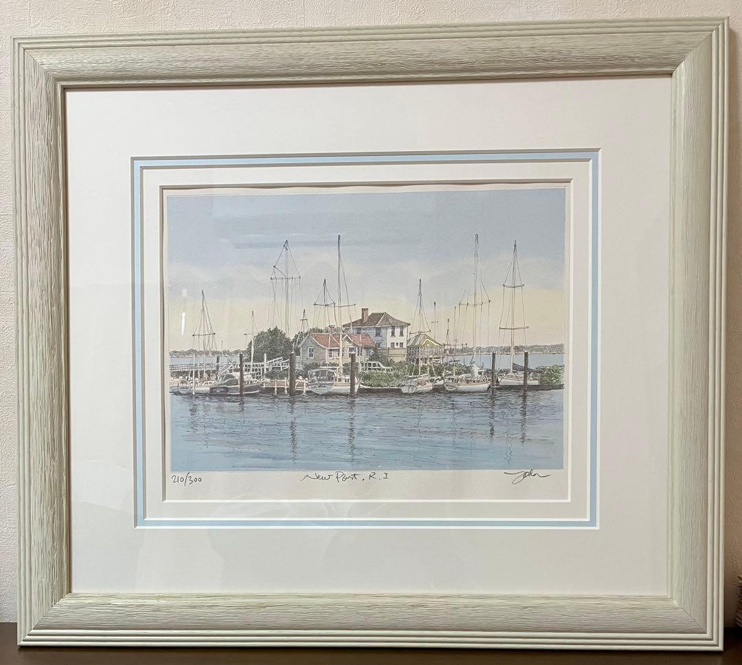 織田義郎 リトグラフ＋手彩色 ニューポート R.I アメリカ 210/300