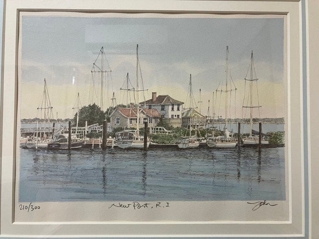 織田義郎 リトグラフ＋手彩色 ニューポート R.I アメリカ 210/300