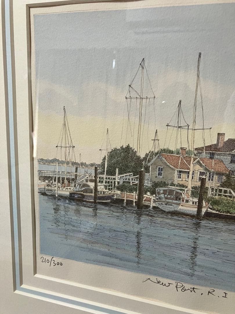 織田義郎 リトグラフ＋手彩色 ニューポート R.I アメリカ 210/300
