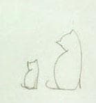 油絵 菅家令子 絵 絵画インテリア額付(黒) F4-040214 白猫親子女の子