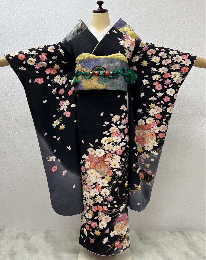 振り袖　フルセット　長襦袢付　成人式　パーティー　金彩加工　刺繍入り　723