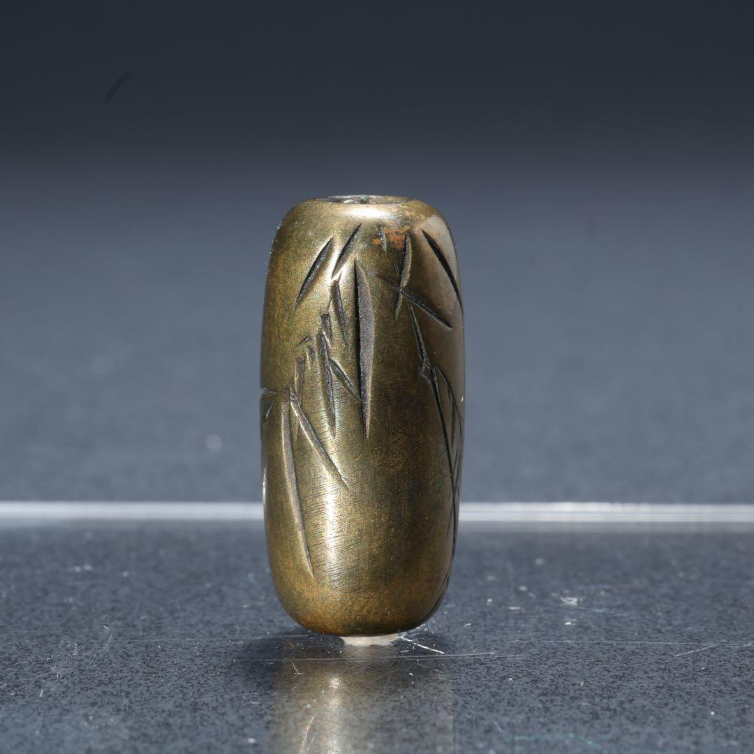 緒締め玉　竹図　提げもの　金属　彫金　金工　R1645