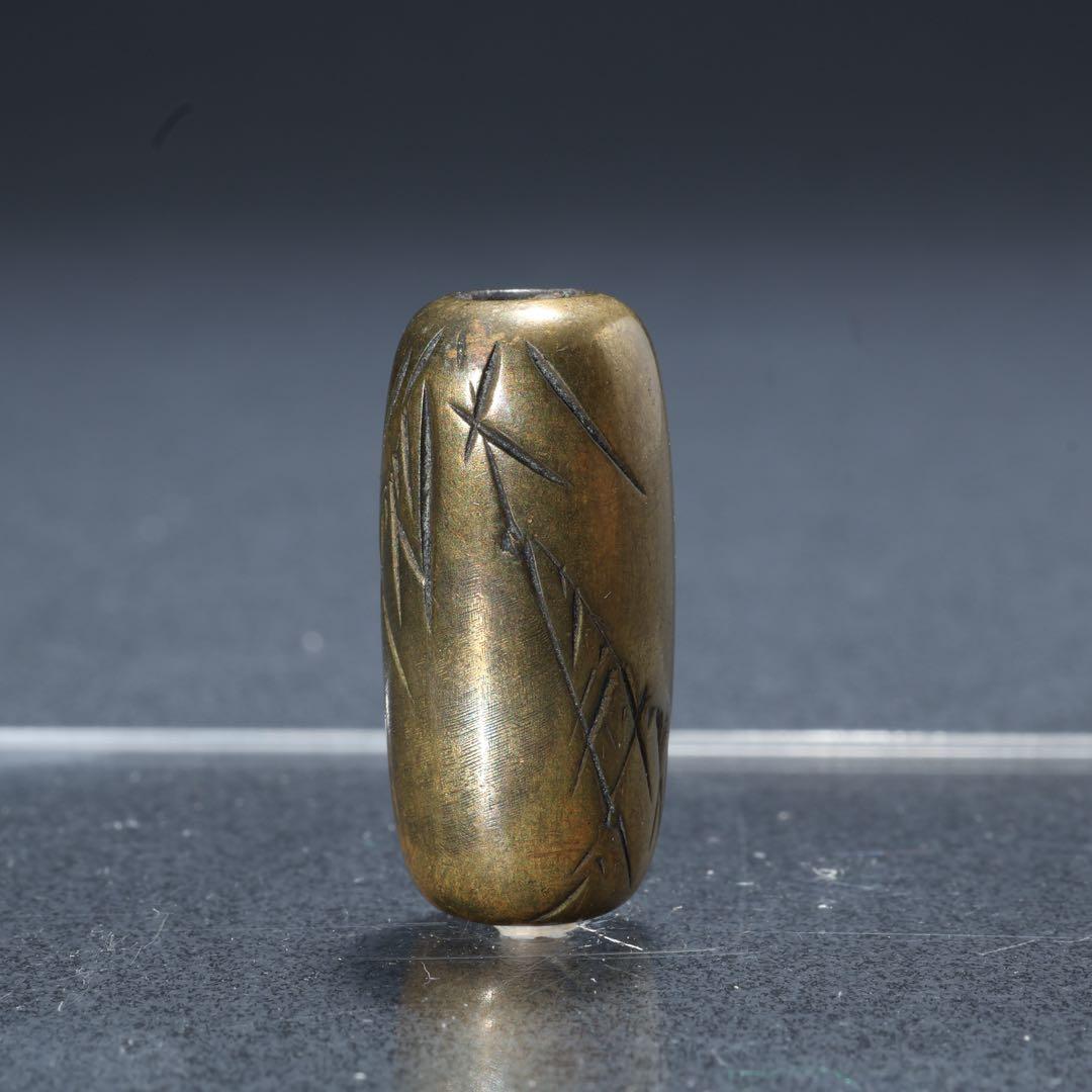 緒締め玉　竹図　提げもの　金属　彫金　金工　R1645