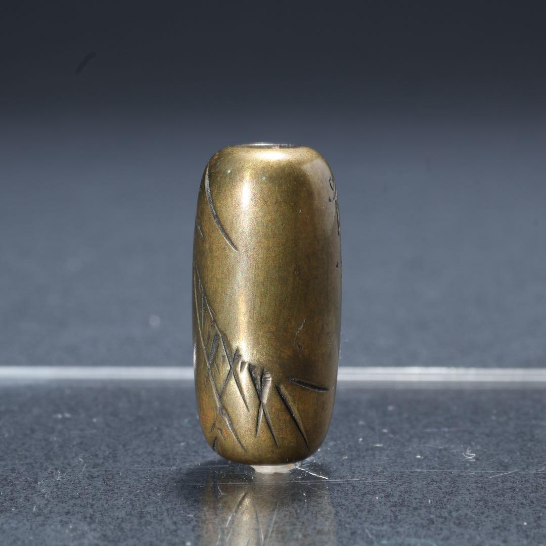 緒締め玉　竹図　提げもの　金属　彫金　金工　R1645