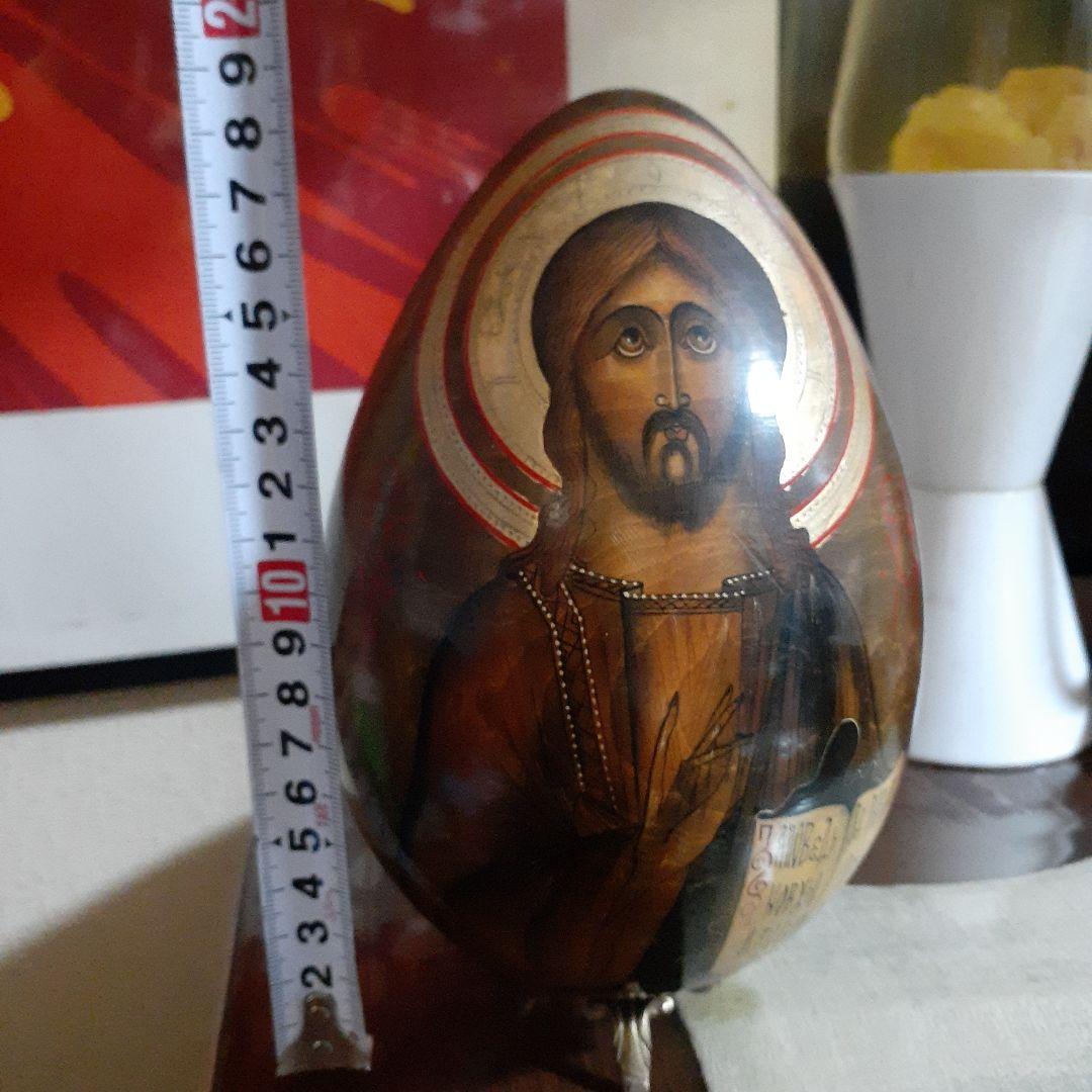 ビンテージ　キリスト様　イースターエッグ　木製アイコン　卵型　ミッドセンチュリー