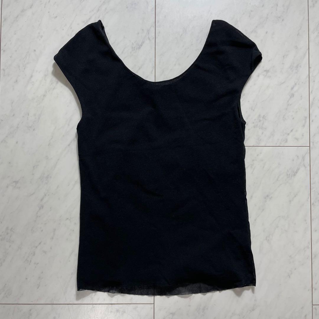 Vivienne Tam ノースリーブトップス 花柄刺繍 パワーネット 黒