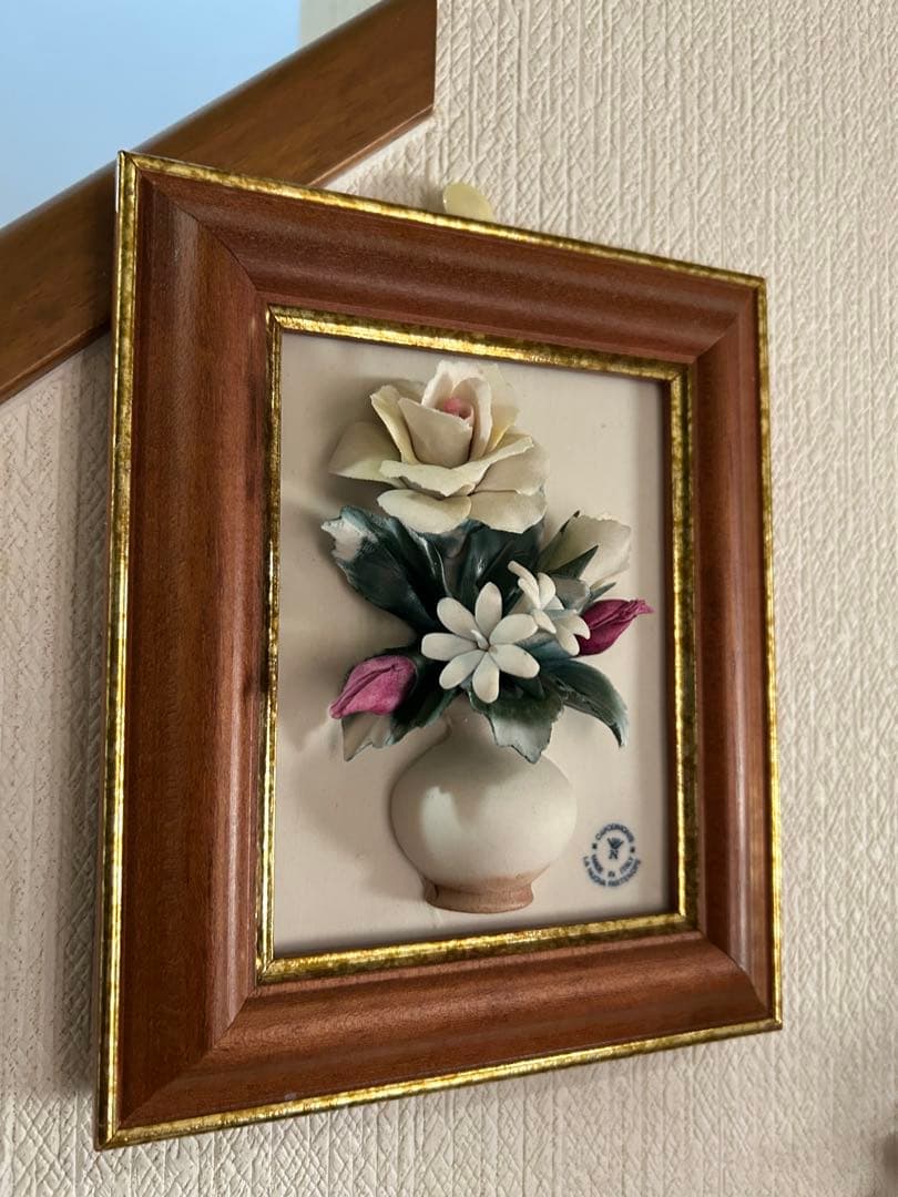 カポディモンテ　陶花　壁掛け　イタリア　オブジェ