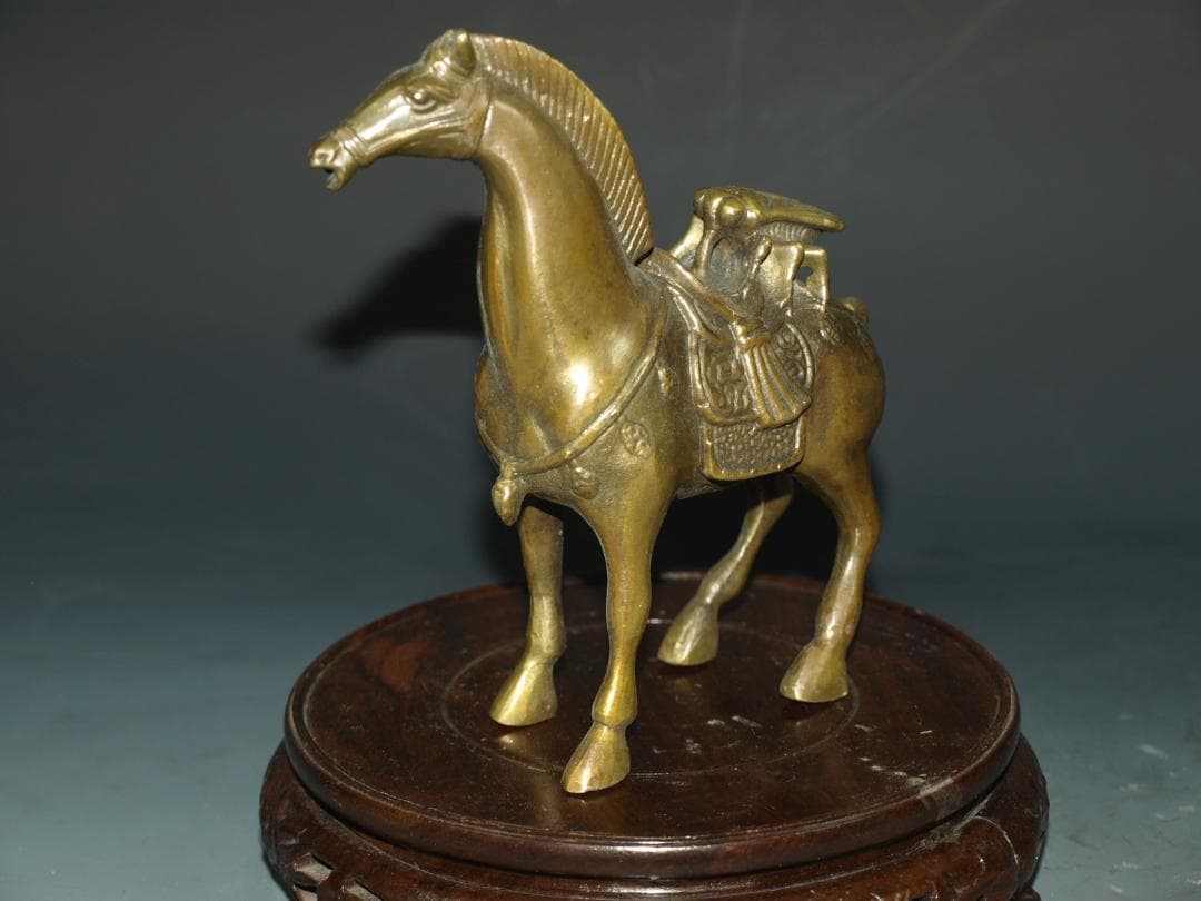 旧家うぶだし　中国清時代 銅製 戦馬の置き物※激安骨董品 N1123C11-3