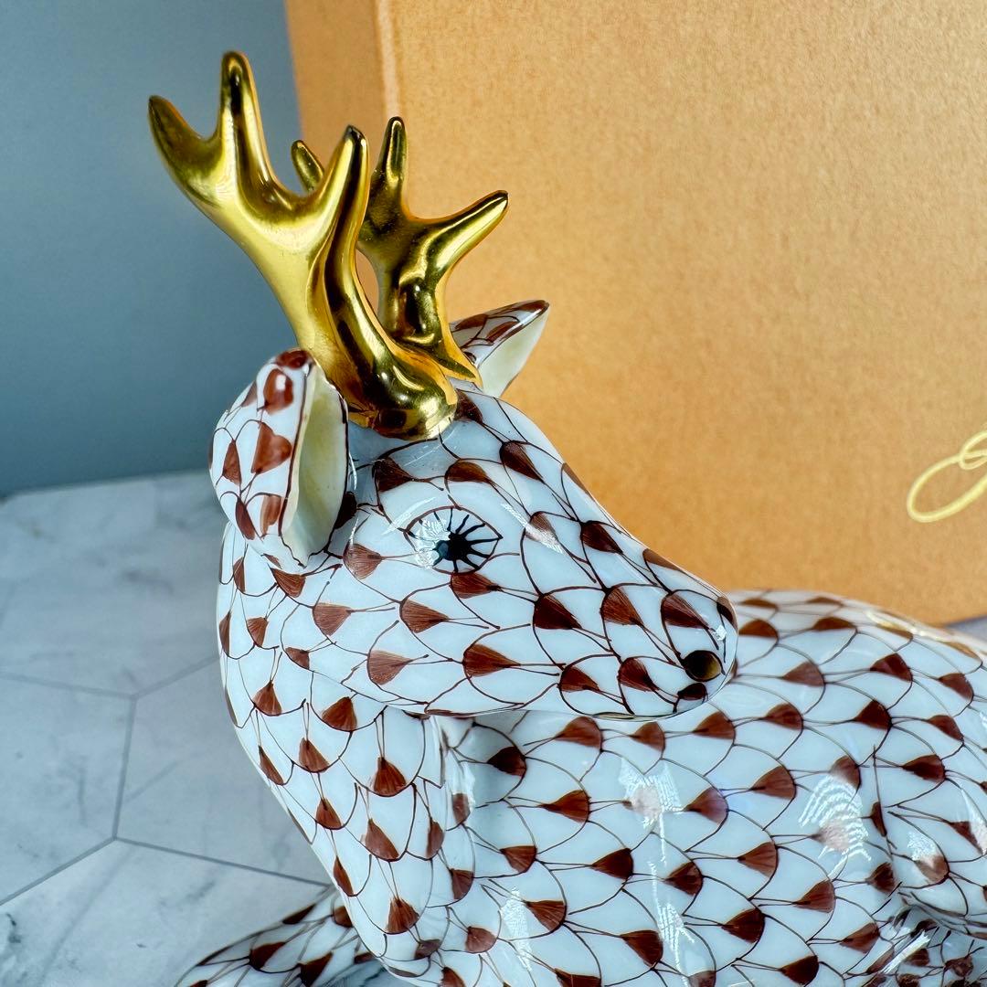 DA1294 ヘレンド　herend トナカイ　シカ　鹿置物　陶器　フィギュリン