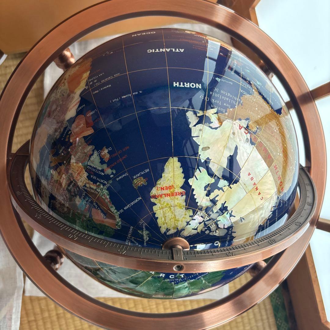 【美品✨希少】天然石✨地球儀✨アンティーク✨インテリア✨コレクション✨シェル